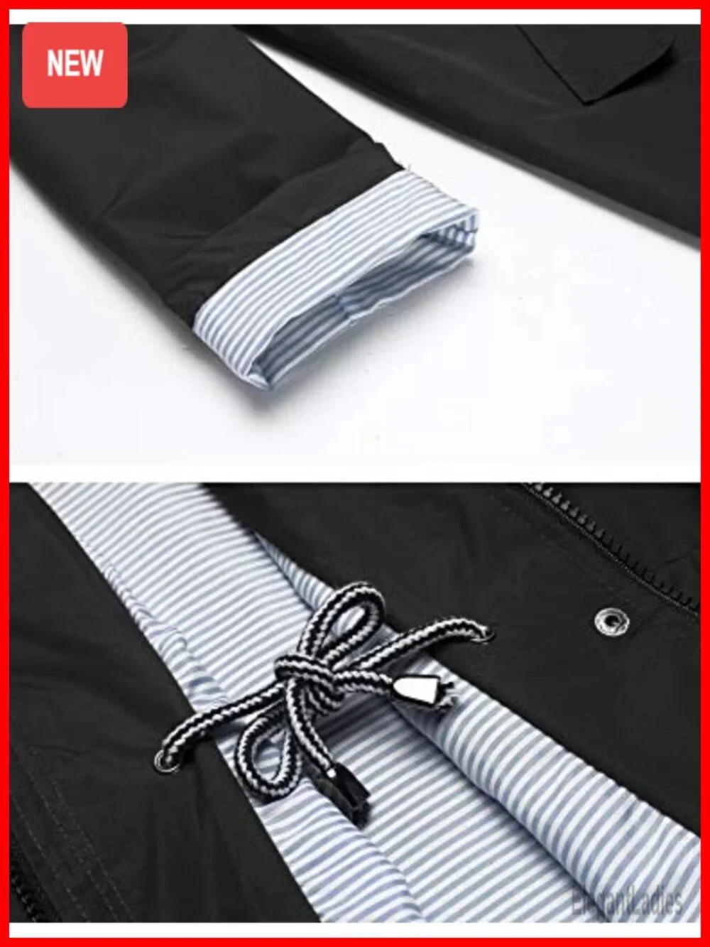 Waterproof Long Hooded Trench Coat Lined Windbreaker Travel Jacket